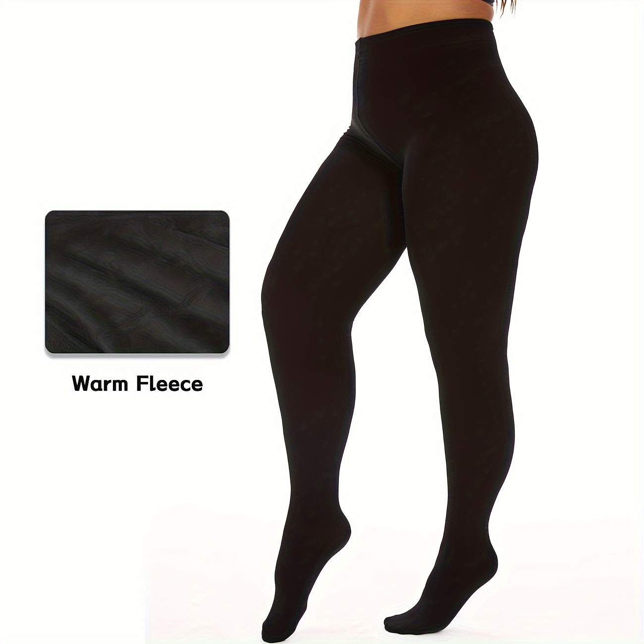 Womens Plus Size Fleece Lined Tights Fake Translucent Thermal Thick Warm  High Waisted Pantyhose Stockings Leggings Ladies Clothes 
