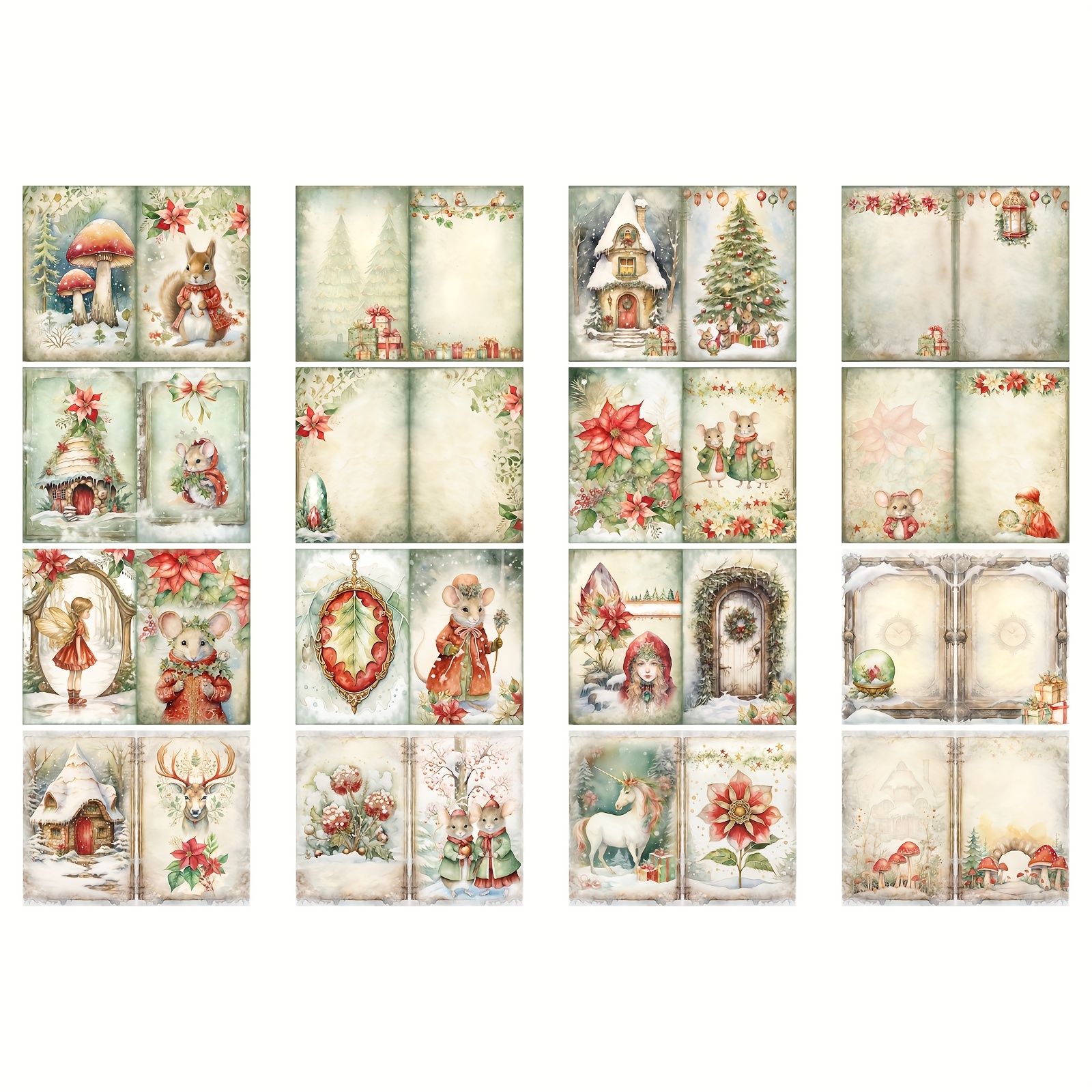 Vigus 16 Sheets Christmas Angels With Description Garbage Diary Magazine A5 Size Handicraft Paper