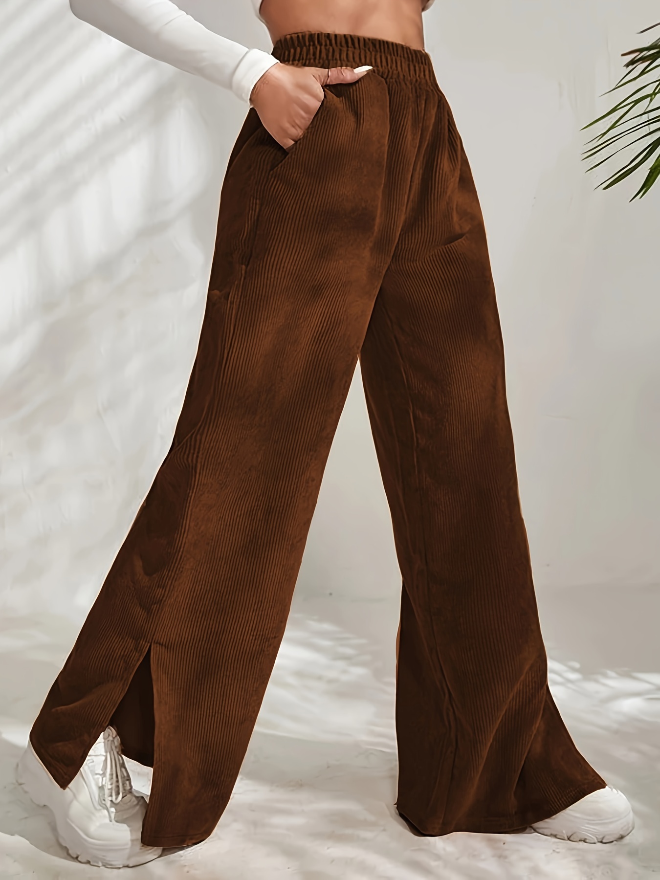 Plus Size Elegant Pants Women's Plus Solid Velvet High - Temu
