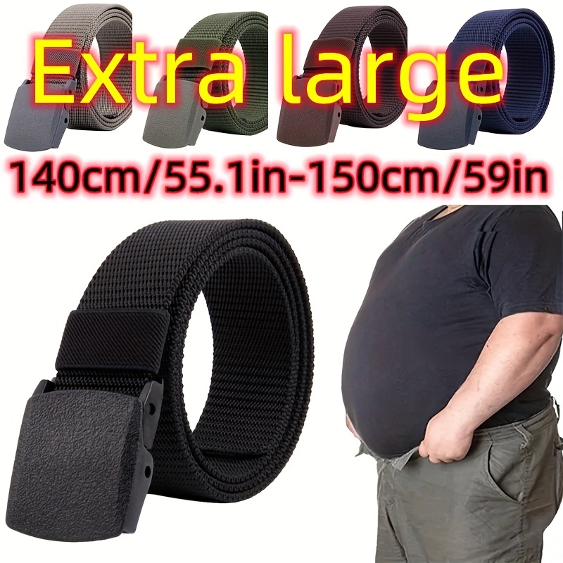 

Plus Size 140cm/55.1in-150cm/59in Men's Casual Leather Belt Nylon Hypoallergenic Plastic Buckle Cloth Belt Extended Waist Belt For Jeans Men, Ideal Choice For Gifts