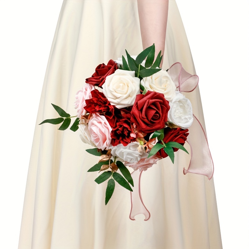 Wedding Bouquets For Bride Bridesmaid Artificial Roses - Temu