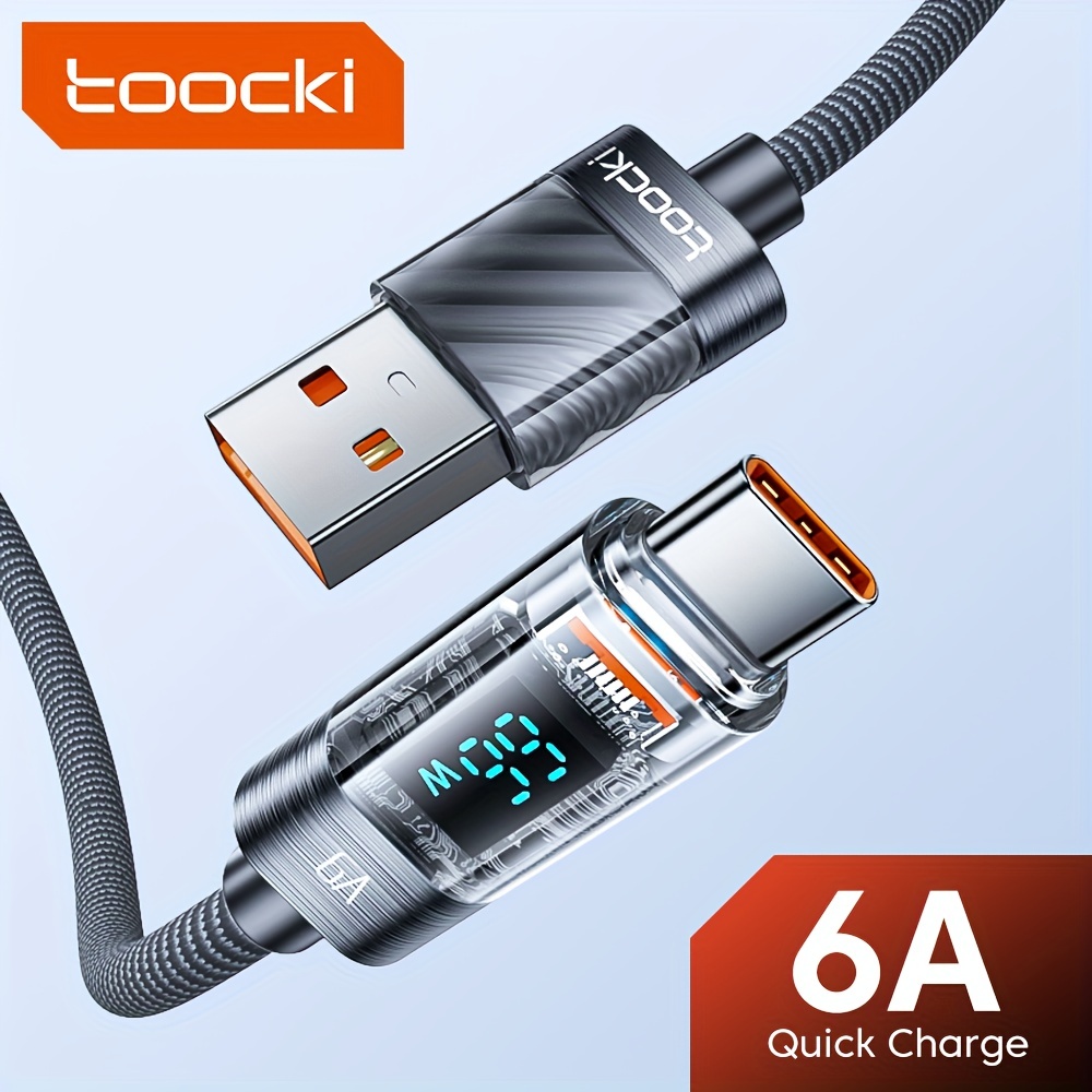 Câble USB Type-c 6A Avec Indicateur Led Intelligent, 100W, Charge