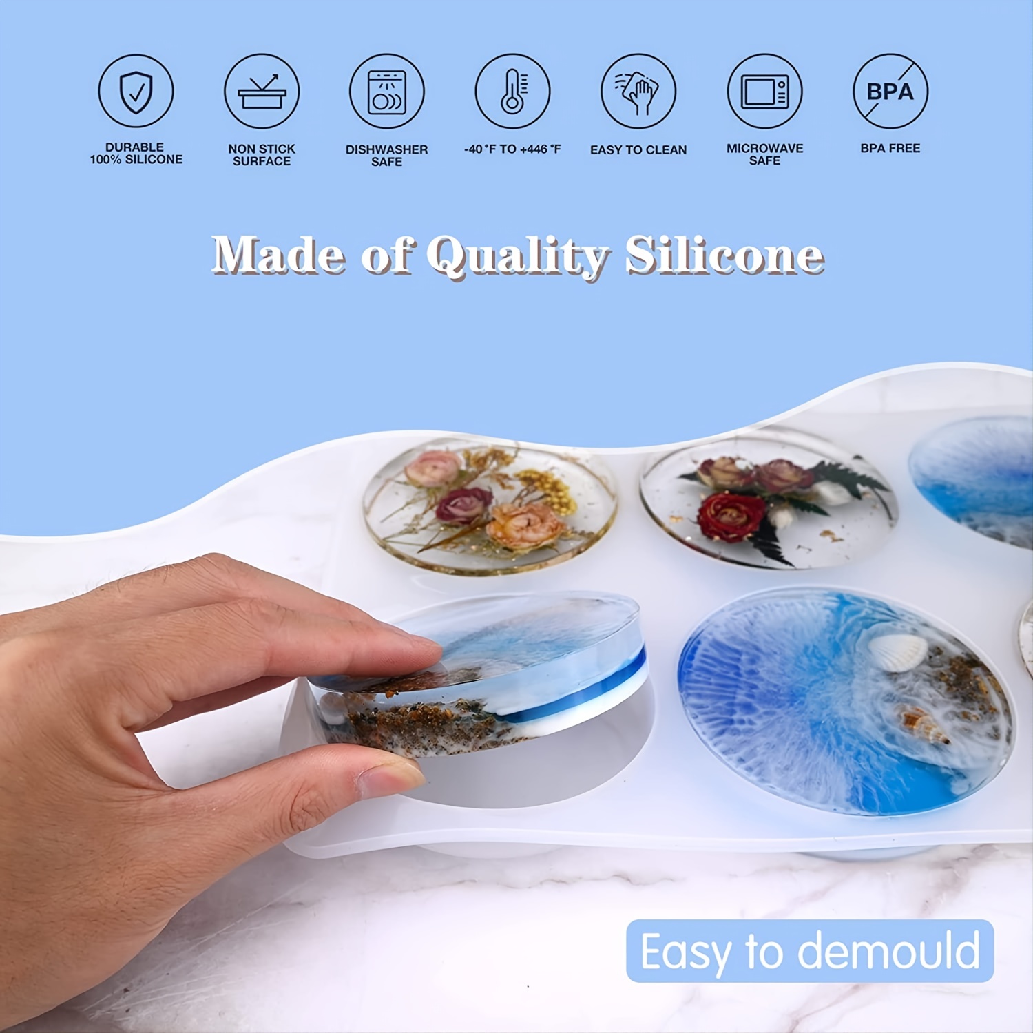 Coaster Molds for Epoxy Resin,Round Coaster Mould for Resin