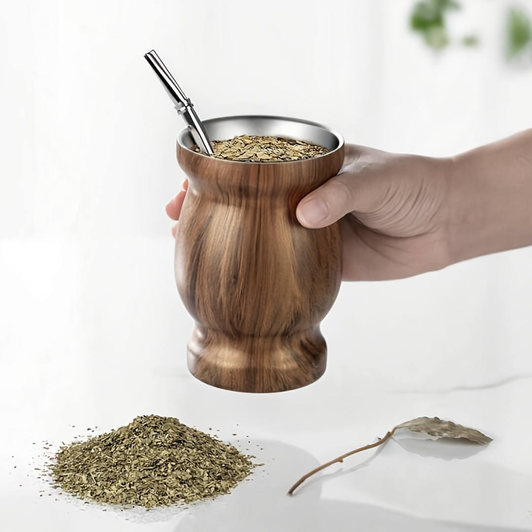 Leather Mate Gourd Cup With FREE Straw Bombilla To Drink Argentinian Yerba  Mate
