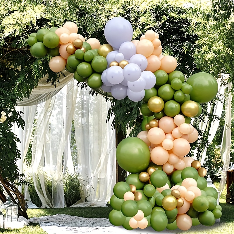Ballons Anniversaire Ballon Vert,Arche Ballon Vert 152  pcs,Or,Blanc,Orange,1 An,pour Baby Shower,Jungle Decoration  Anniversaire,Mariage