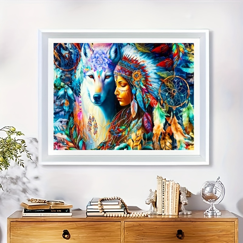 

1pc 40*80cm/15.7*31.49in 5d Diamond Painting Kit Diy Diamond Painting With Beautiful Woman And Wolf Pattern, Diamond Painting Accessories Tools For Adults Beginners, Room Home Wall Decoration Diy Gift