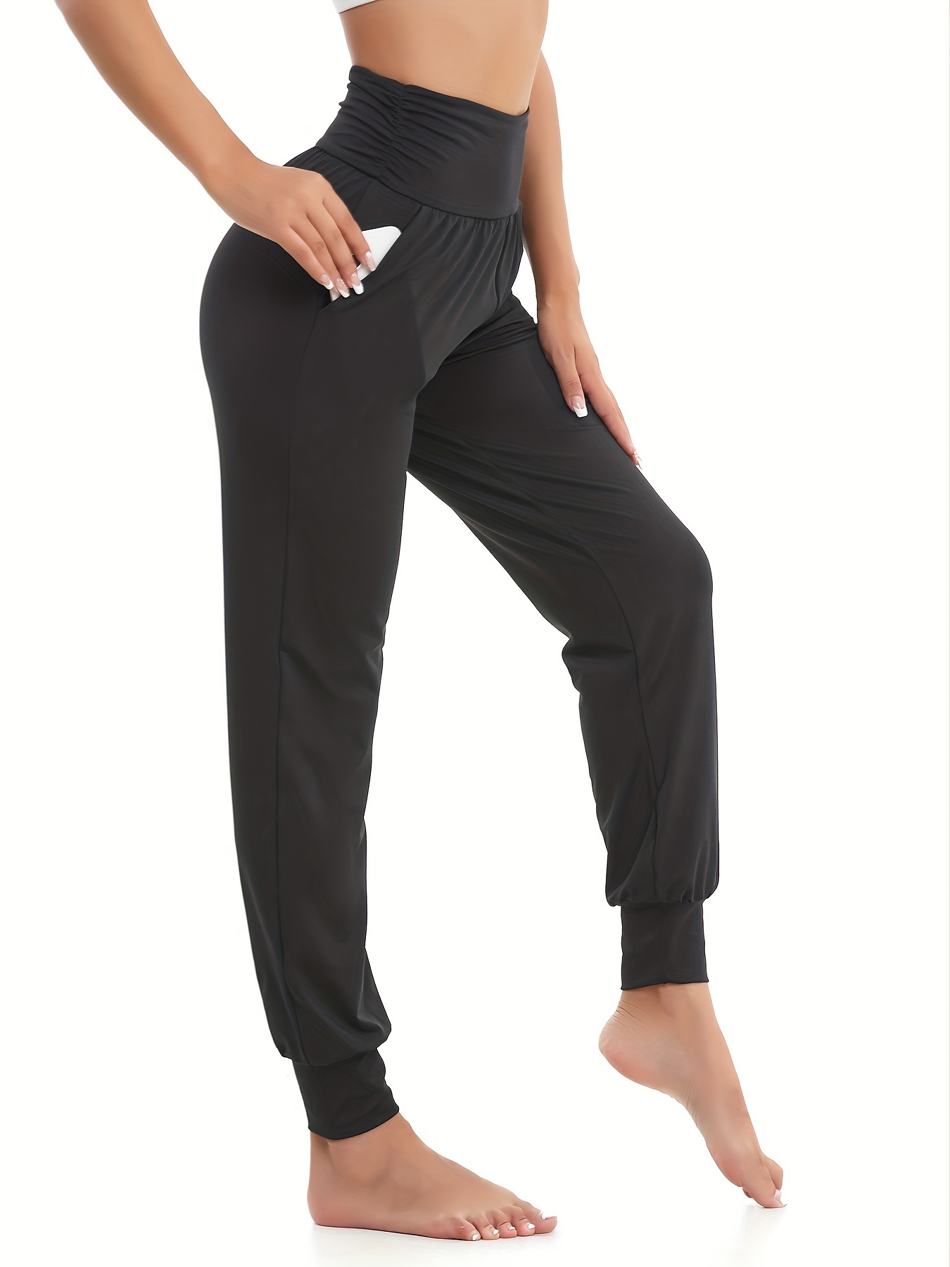 Baggy Yoga Pantshigh Waist Harem Yoga Pants For Women - Solid Color,  Elastic Waistband, Summer Casual