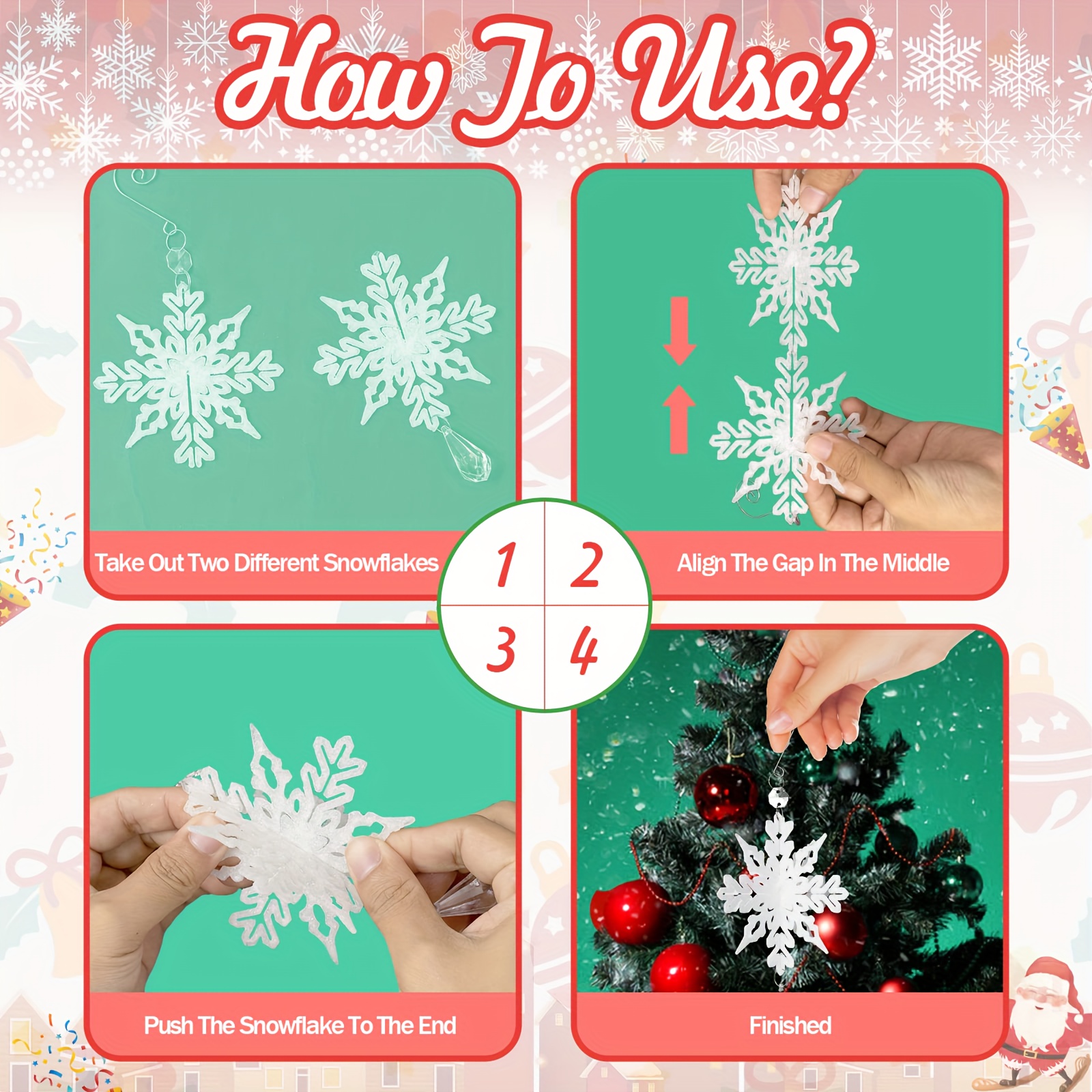 12Pcs Christmas Hanging Snowflake Decorations, 3D White Snowflake Ornaments  for Winter Wonderland Decorations Frozen Birthday Party Supplies