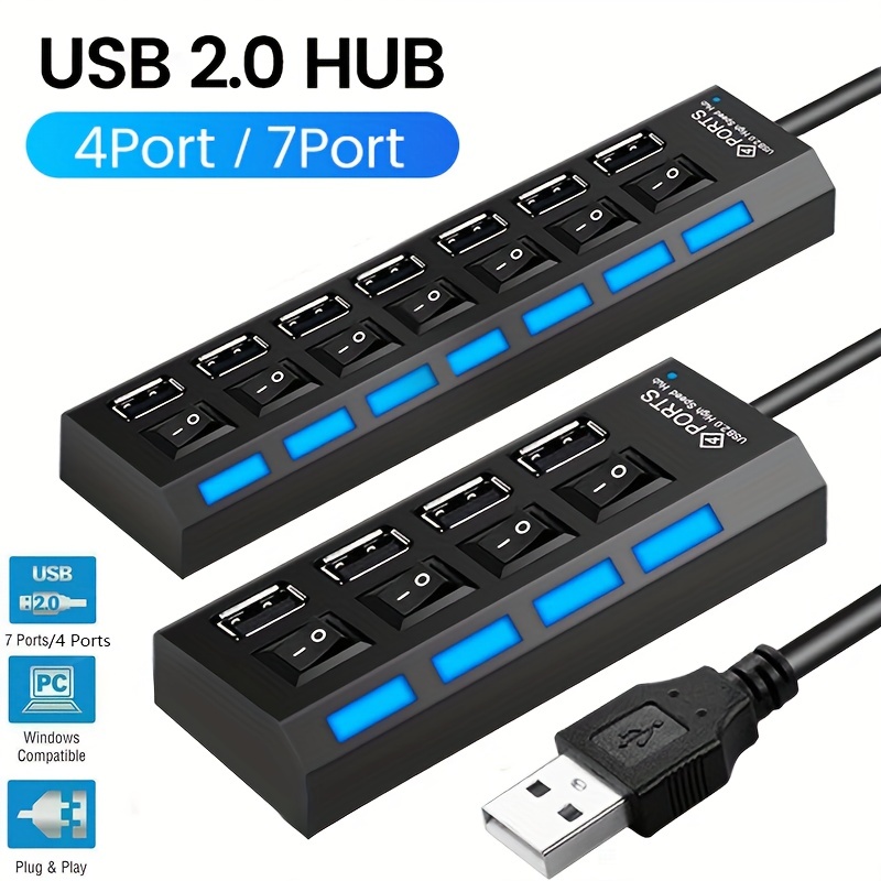 Usb Hub 3/6 Puerto Usb Hub 3.0 De Alta Velocidad Divisor Múltiple 2.0 Hab 1  Concentrador USB Múltiple Adaptador USB 3.0 Lector de Tarjetas Para PC  Laptop