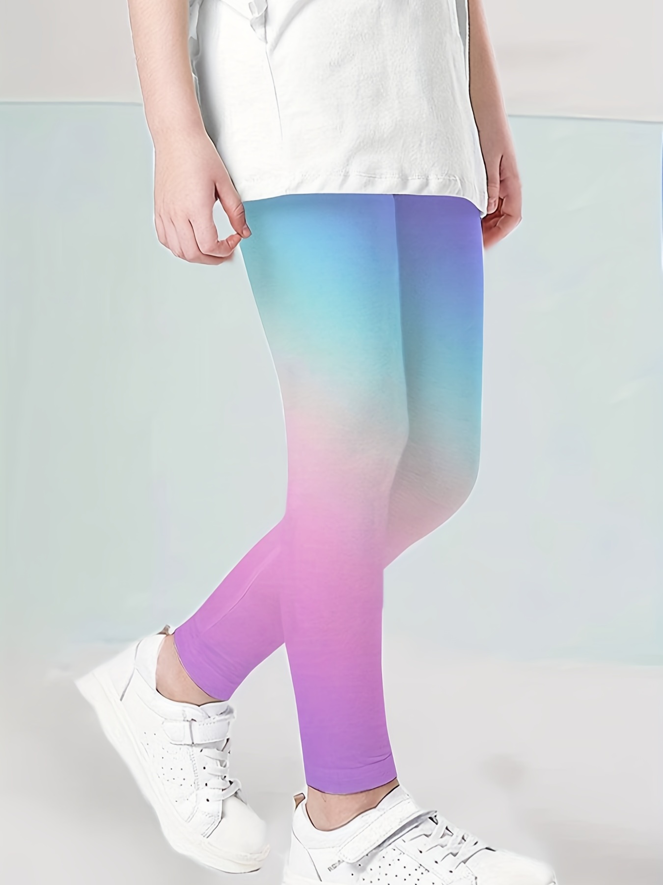 Trendy Girls' Gradient Color Leggings Comfy Breathable Pants - Temu