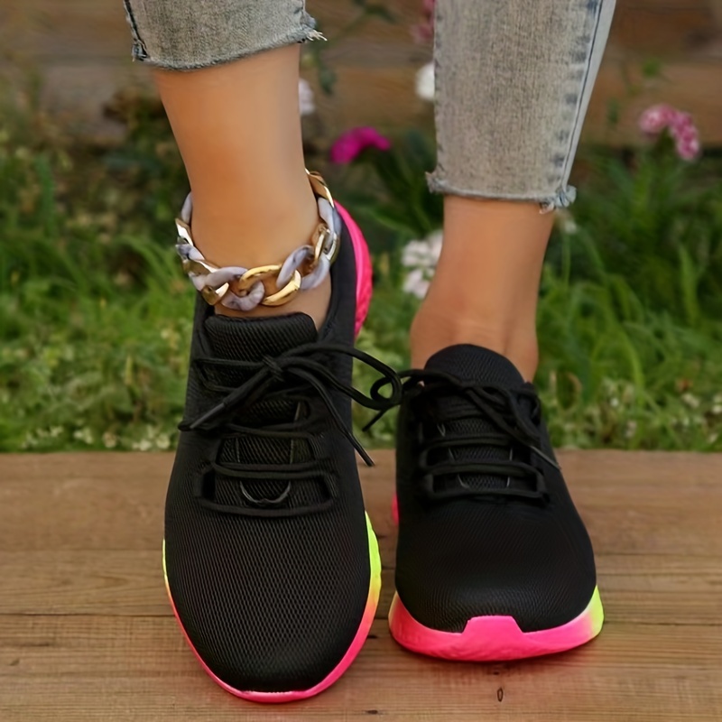 Multicolor Thick-soled Chunky Sneakers Mesh Lace-Up Running Shoes