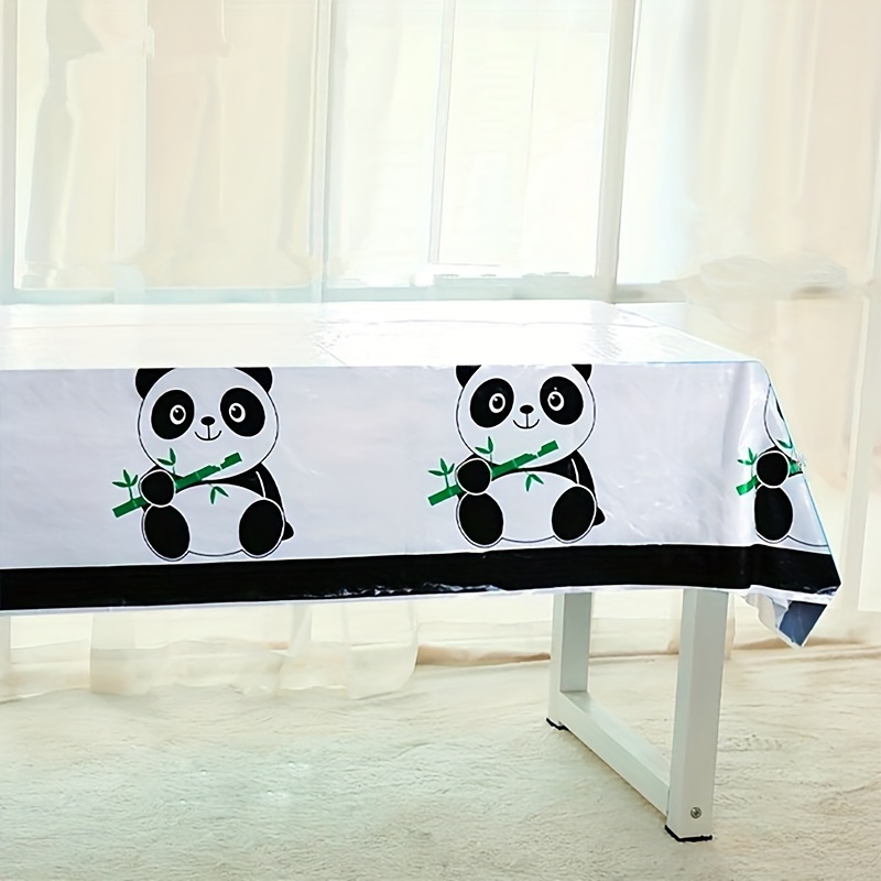 

1pc Baby Panda Table Cover, Cute Black And White Panda Tablecloth, Panda Themed Birthday Party Supplies Eid Al-adha Mubarak