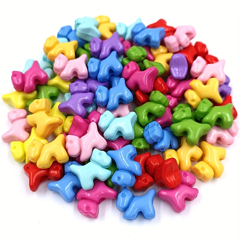 Mixed Solid Color Gummy Bear Rubber Acrylic Loose Beads For - Temu