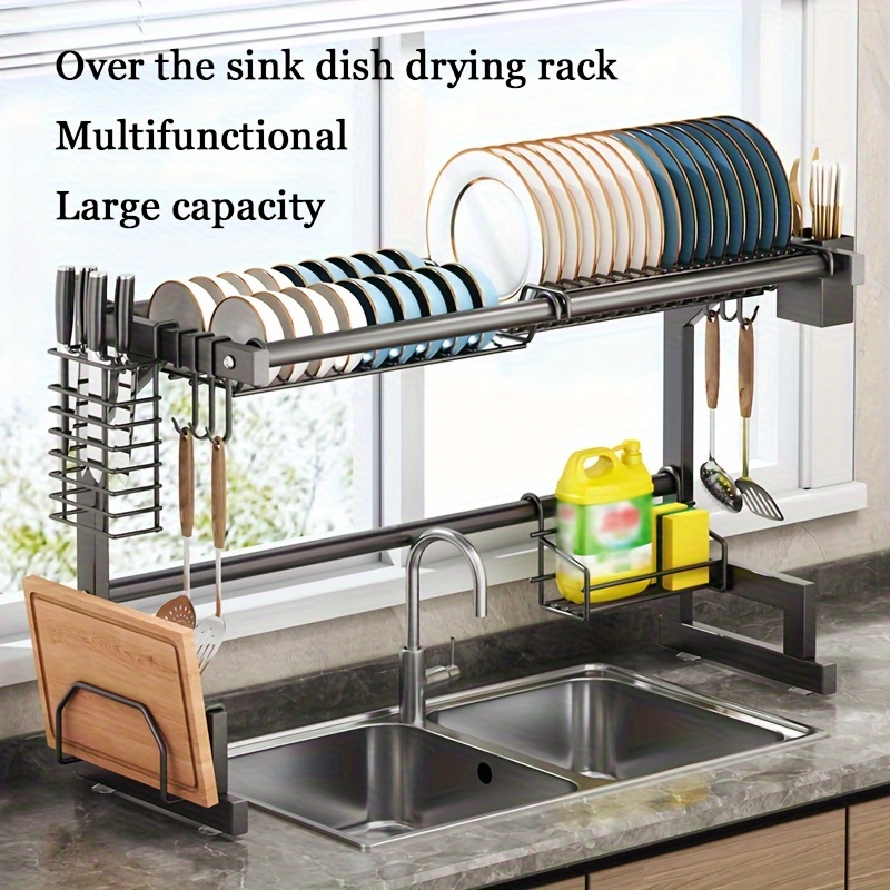 Stainless Steel 201 Over Sink Dish Rack Adjustable Dish Drainer Rack  Anti-Rust Sink Drainer Draining