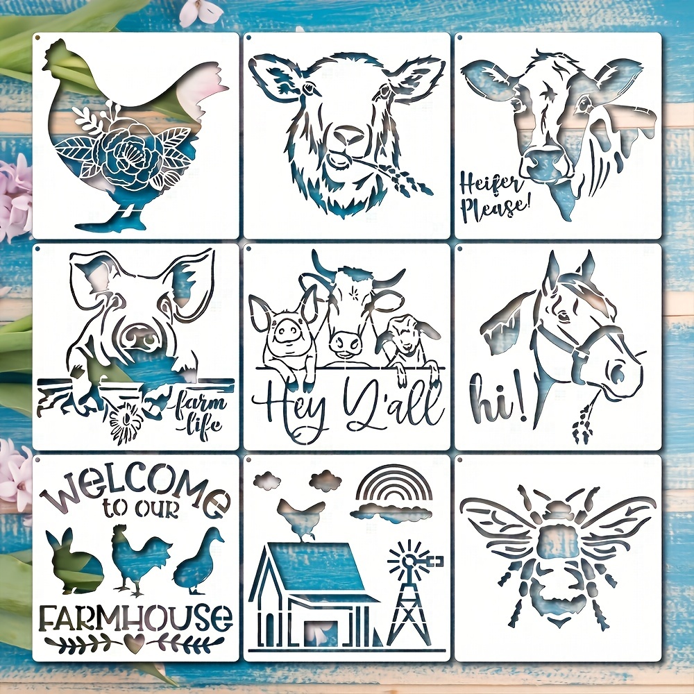 Farmhouse Stencils Reusable Cow Pig Farm Stencils Wood - Temu