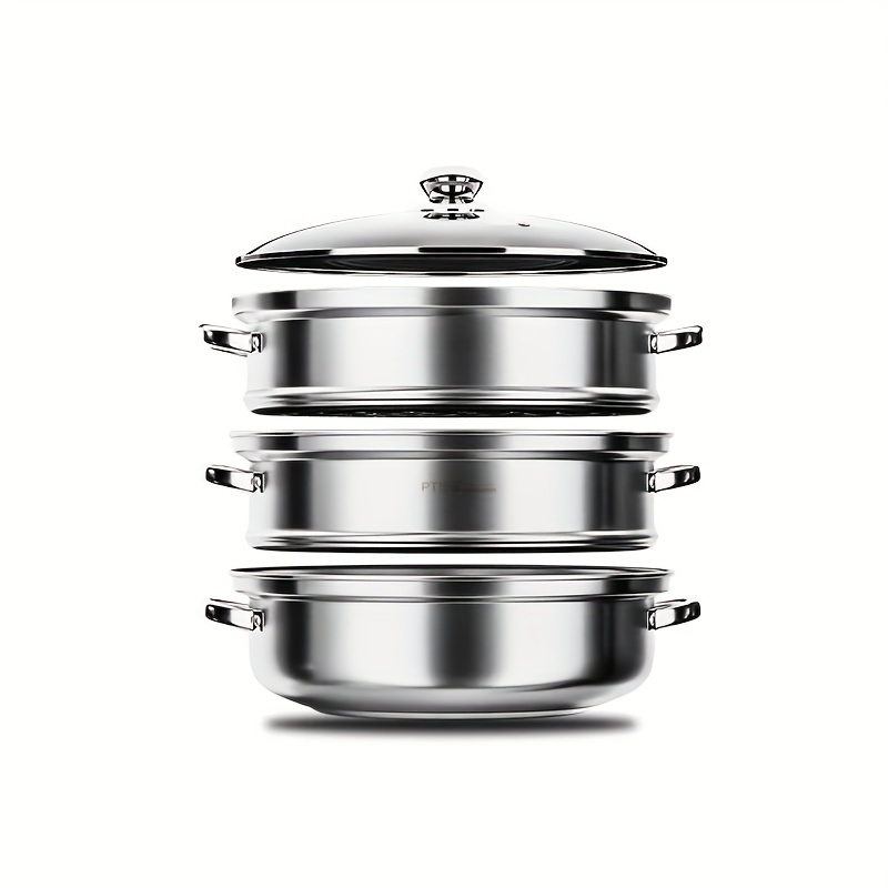 3 tier Stainless Steel Steamer Set Easy Chinese Kitchen - Temu