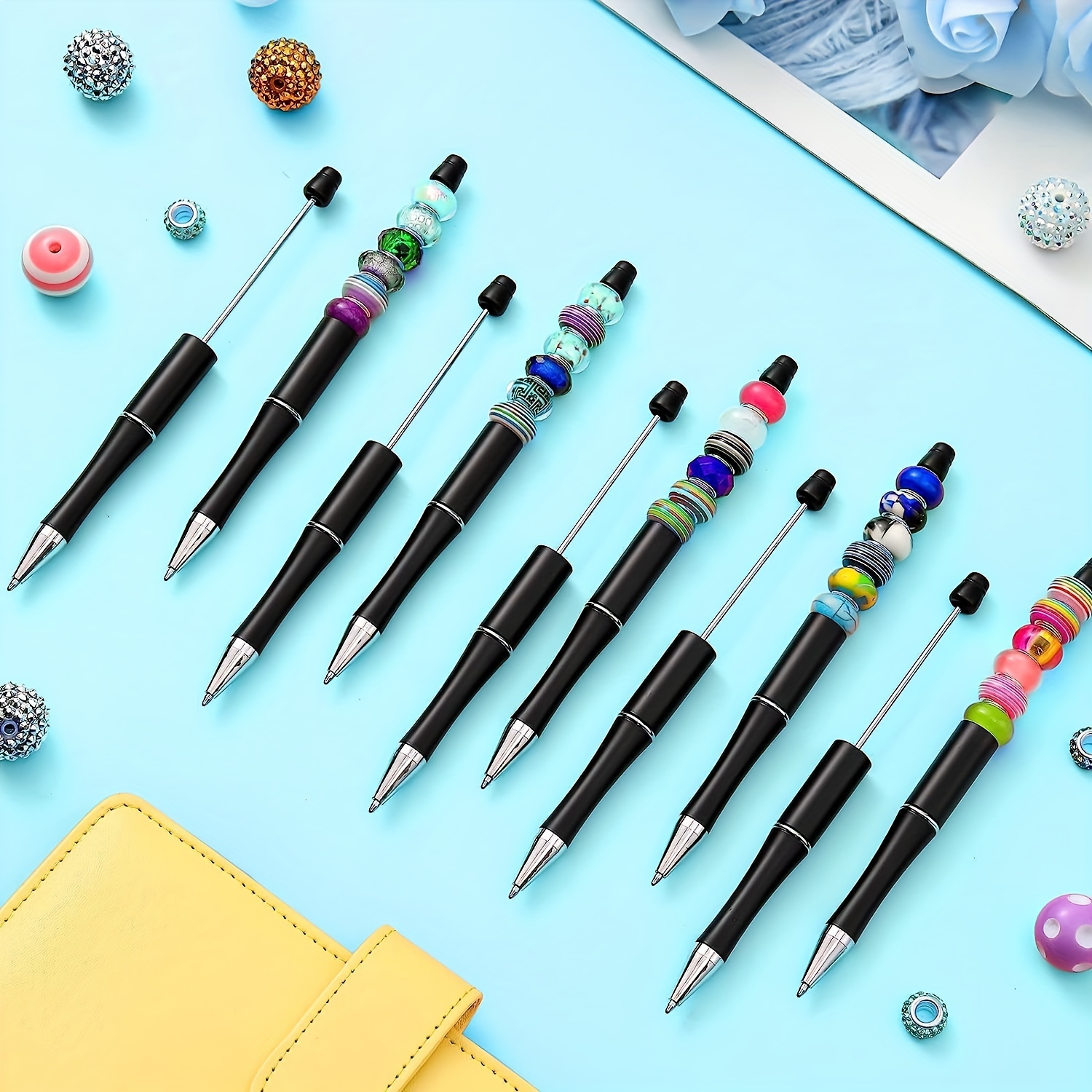 Dropship 5pcs Electroplated Bead Pen Plastic Beadable Pen Bead Ballpoint Pen  Assorted Bead Pen Shaft Black Ink Rollerball Pen For Kids Students Office  School Supplies to Sell Online at a Lower Price