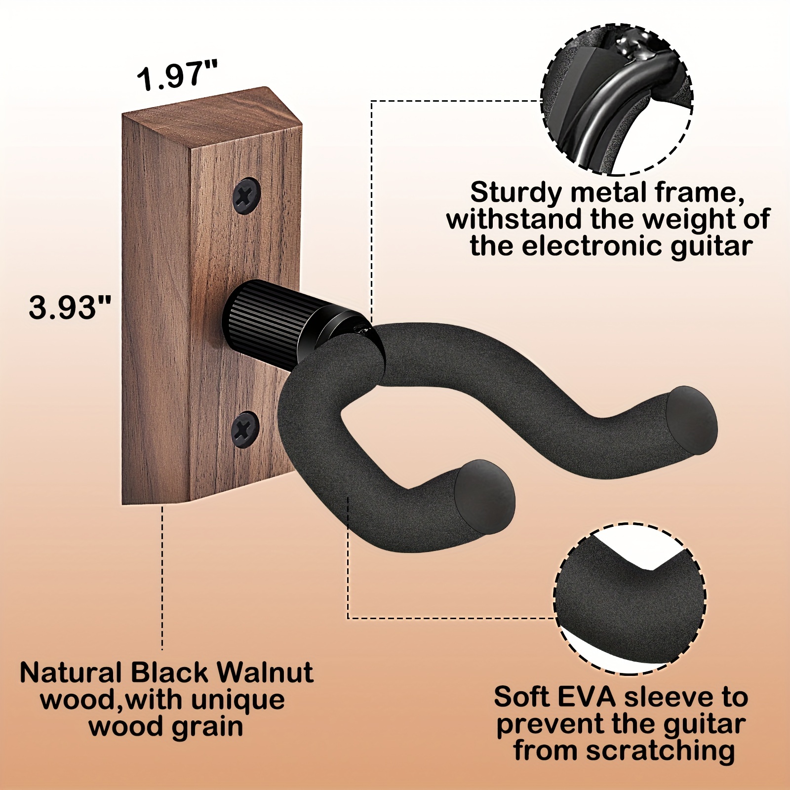 Guitar Wall Mount Guitar Hanger Rotatable Soft Hook Size - Temu