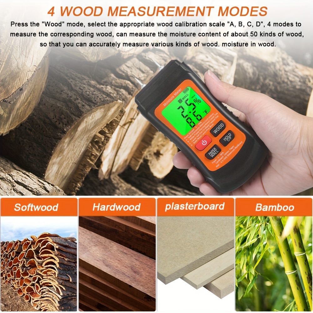 1pc 木材水分計測定ツール紙壁木材湿度温度計木材湿気検出器 最新のトレンドをショップ Temu Japan