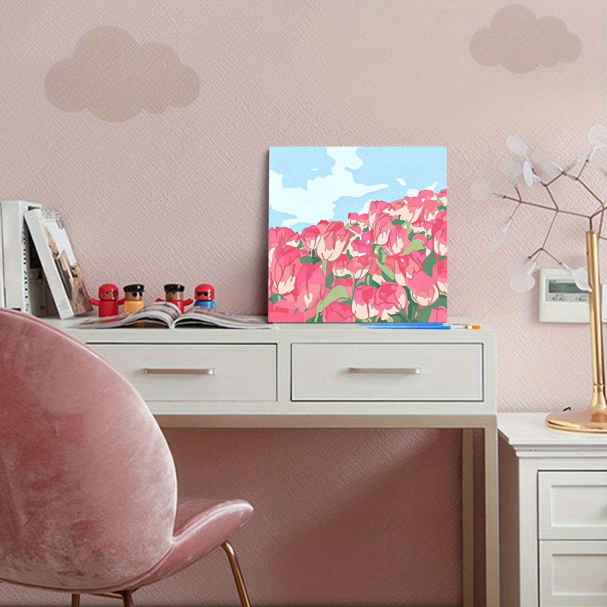 1pc Te Pittura I Numeri Kit Paesaggio Rosa Dipingere I - Temu Italy