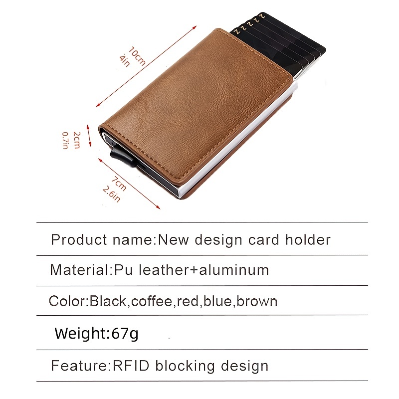 RFID Blocking Leather Credit Card Holder Auto Pop-Up Wallet