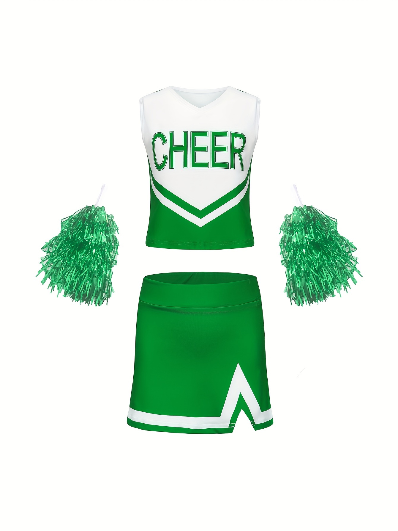 Cheerleader Costume for Girls Cheerleader Outfit with Pom Poms for  Halloween Sports Cheerleader Gifts