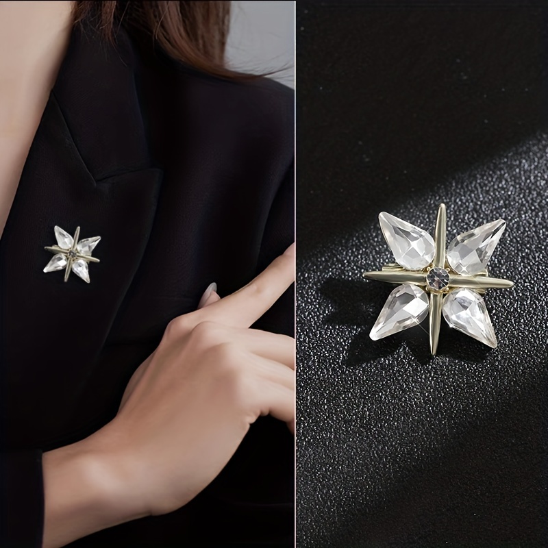 Cross Star Alloy Crystal Elegant Brooches Pins Corsage Scarf - Temu