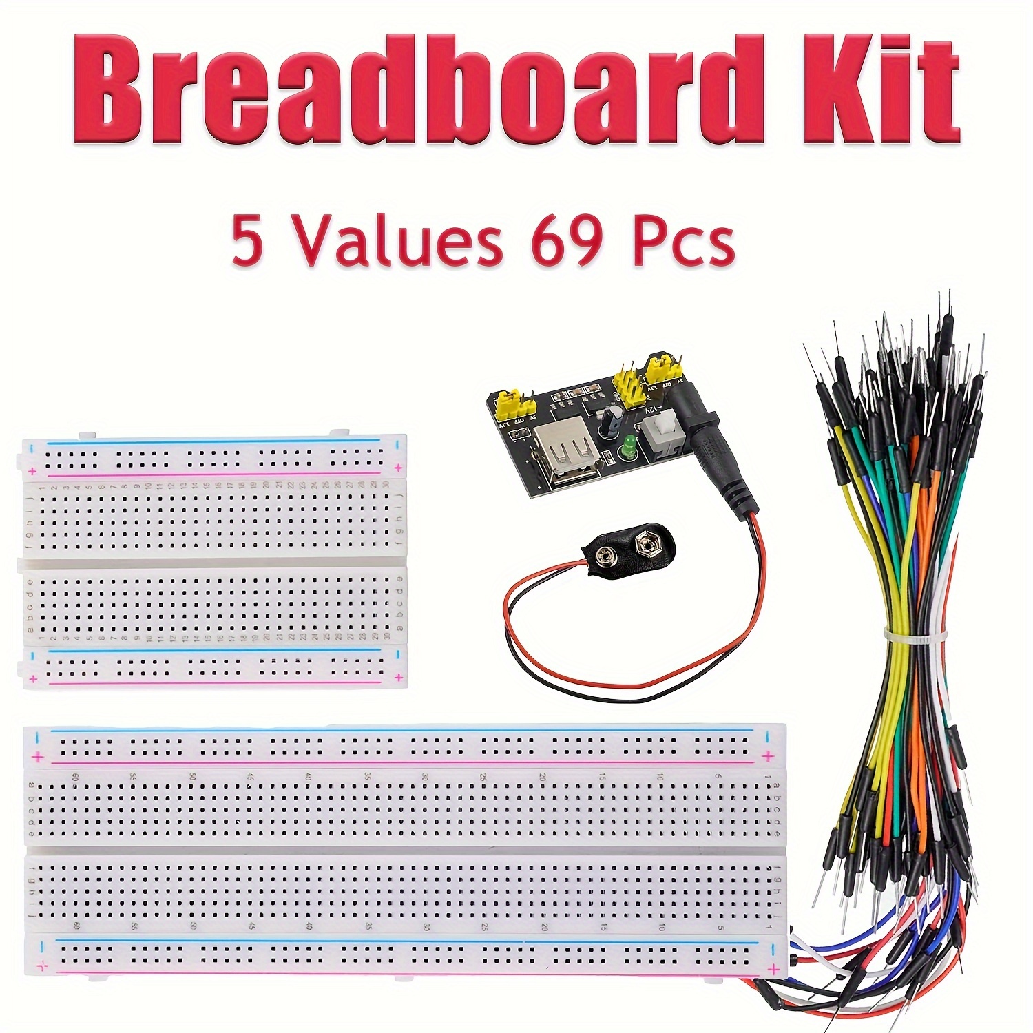 Breadboard Kit Power Supply Module jumper Wires battery Clip - Temu