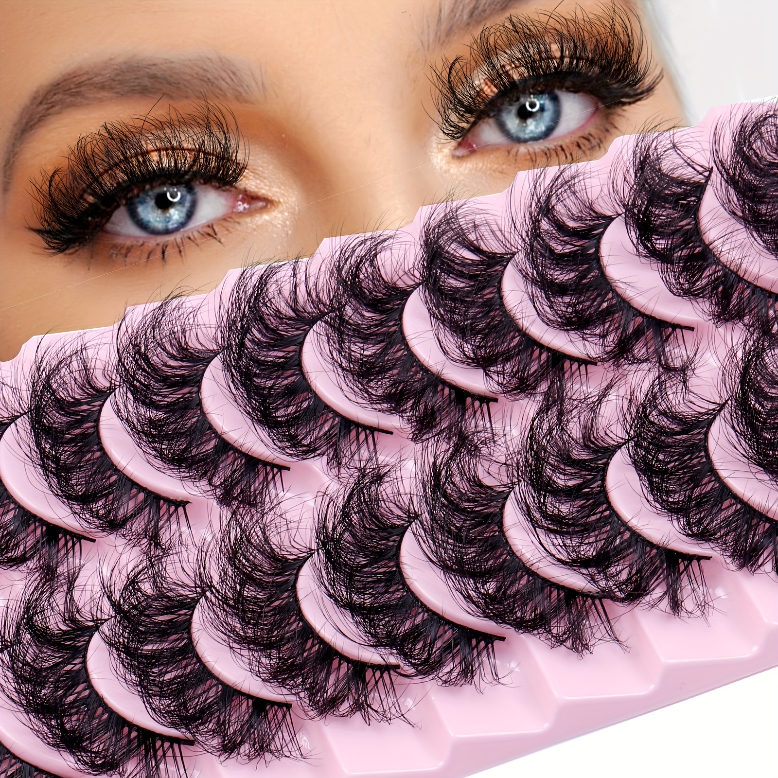 Faux Mink False Eyelashes Fluffy Thick Curling Lashes 10 Pairs
