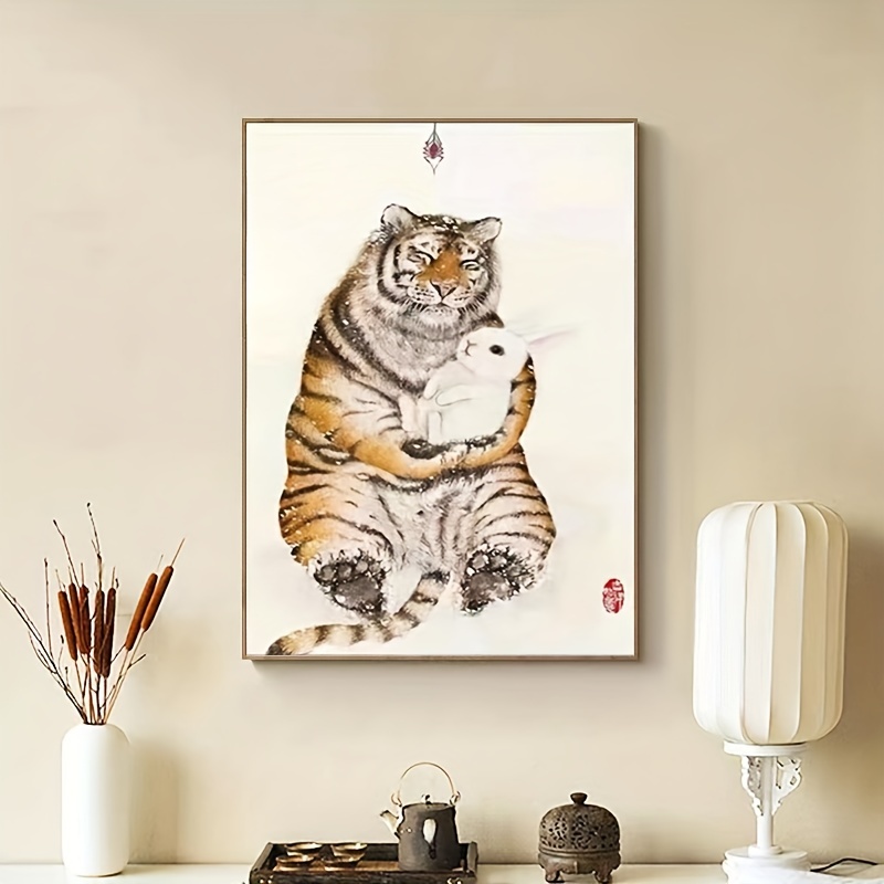 1 Pezzo Simpatico Poster Su Tela, Tigre Con Coniglio Su Tela, Arte Da  Parete, Pittura Murale Per Bagno, Camera Da Letto, Ufficio, Soggiorno,  Decorazione Da Parete, Decorazione Domestica, Senza Cornice - Temu Italy