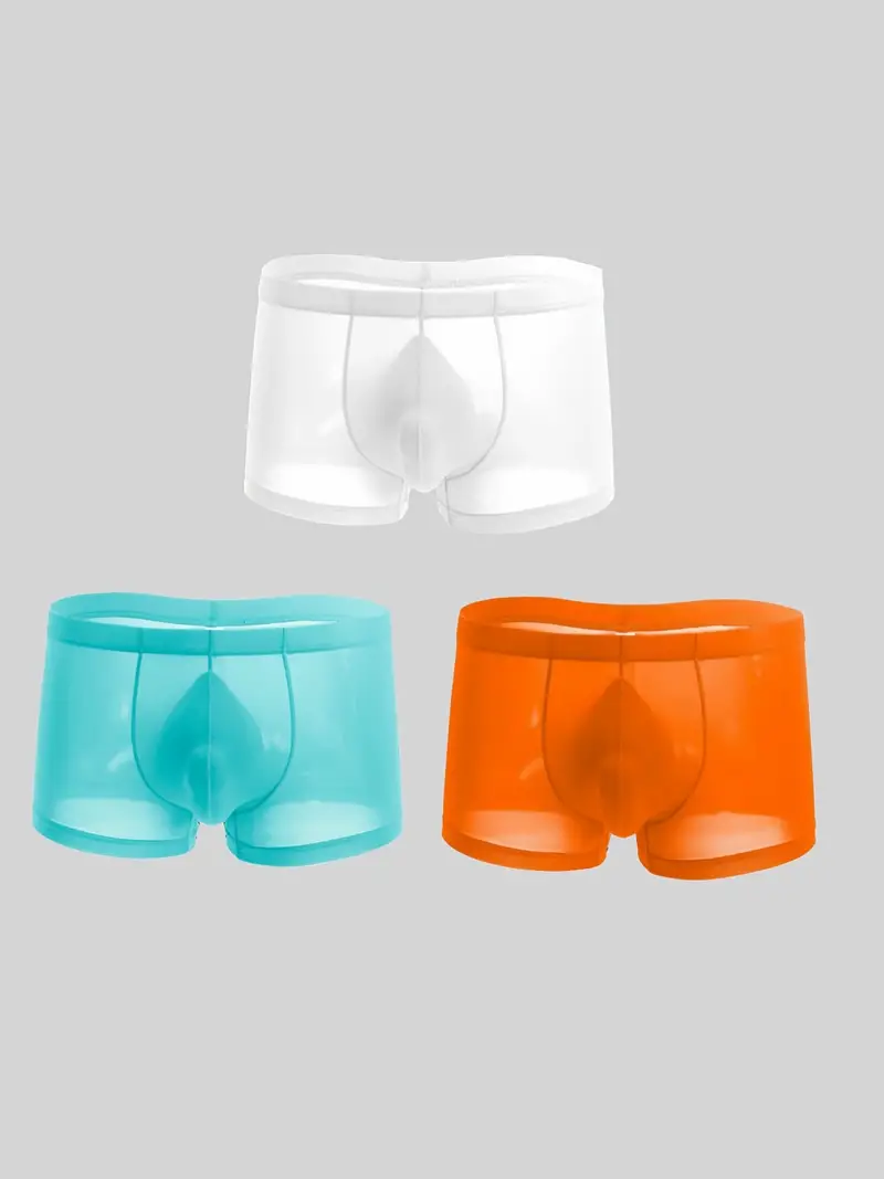 3pcs/set Men's Breathable Ice Silk Ultra Thin Boxer Briefs Underwear