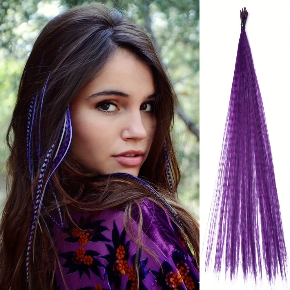 40 Strands Feather Hair Extensions 10 Colors 40 Strands - Temu