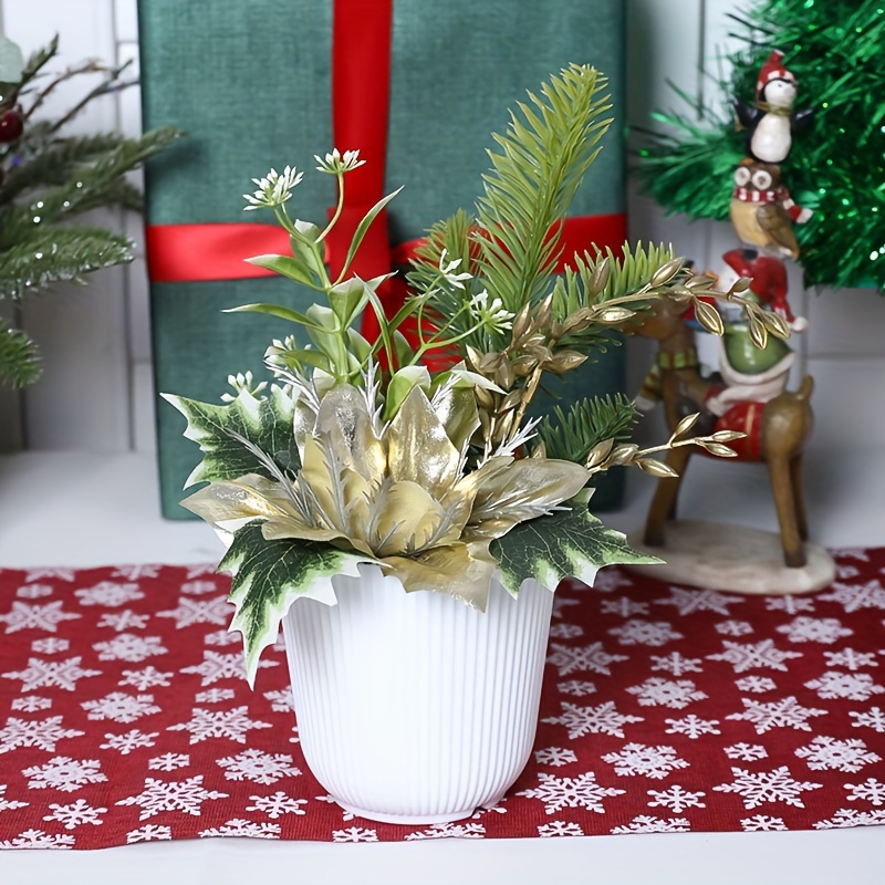 Poinsettias Artificial Christmas Flowers Idea For - Temu