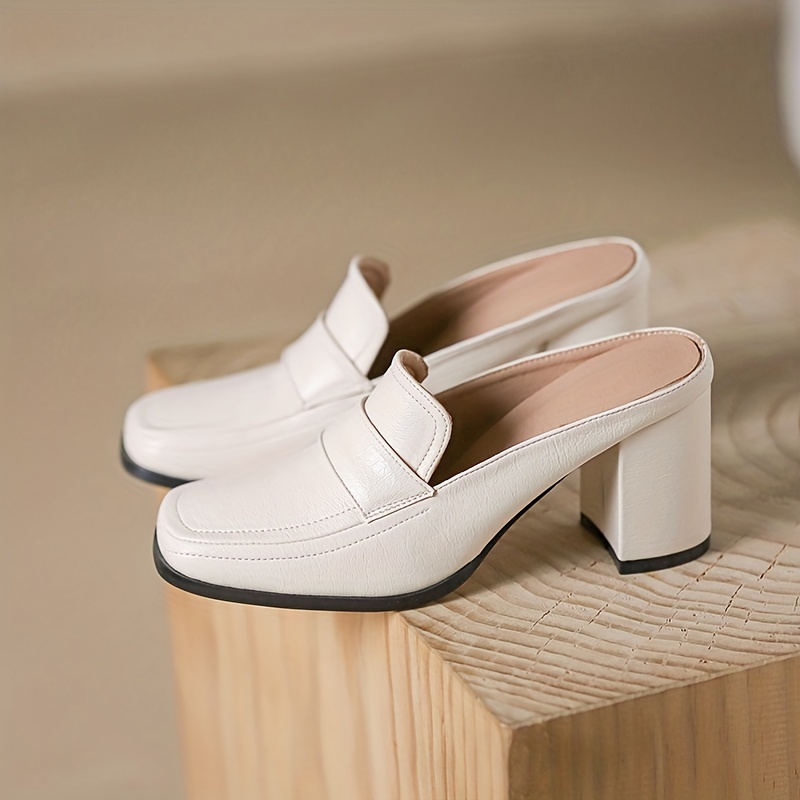 Sandalias Minimalistas De Color Sólido Para Mujer, Zapatos Antideslizantes  Con Punta Cuadrada Y Tacón Grueso, Zapatos Versátiles Y Cómodos A La Moda -  Temu