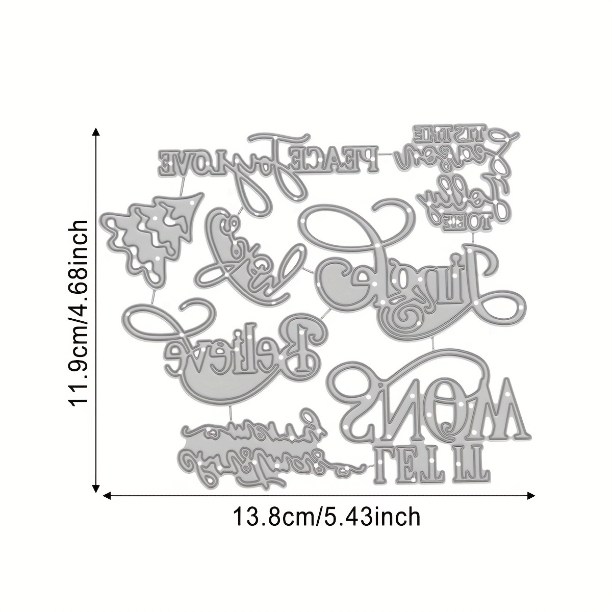 Image of 1pc Christmas-themed Word Die Cuts For Crafting Cards, Metal Cutting Dies For Scrapbooking And Photo Albums.