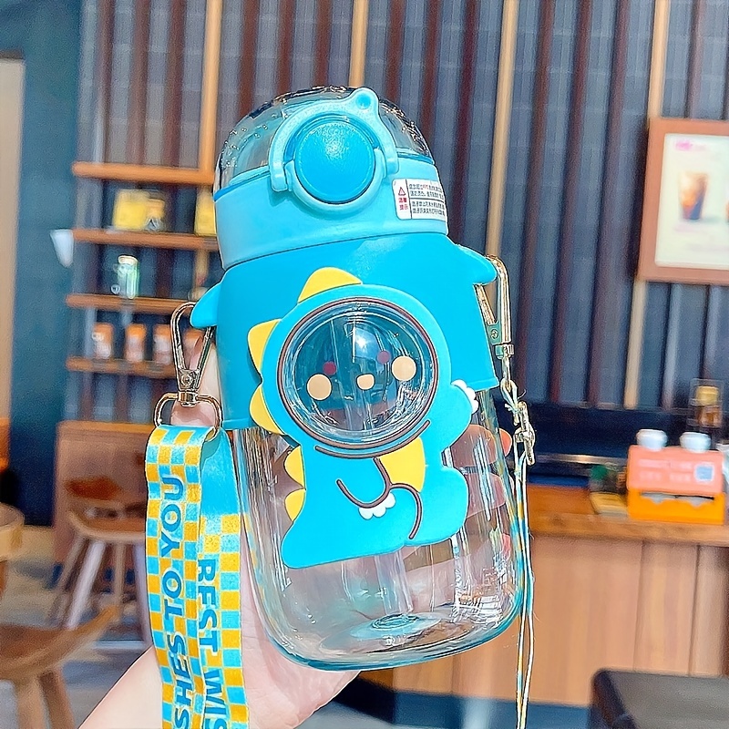 1pc Cartoon Water Bottle With Strap Clear Plastic Water Cups