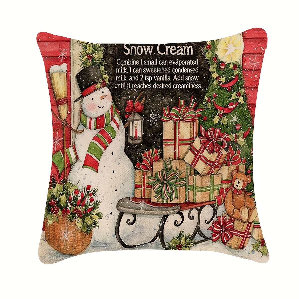 Christmas Pillow Covers 16x16 Set of 4 Snowman Merry Christmas Pillow Cases  Santa Holiday Decorations Xmas Trees Throw Pillows Farmhouse Christmas Decor  for Couch 