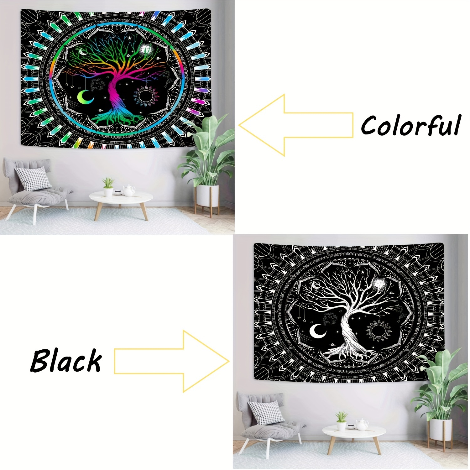 Gray White Mandala Tapestry Wall Hanging Abstract Art Hippie - Temu