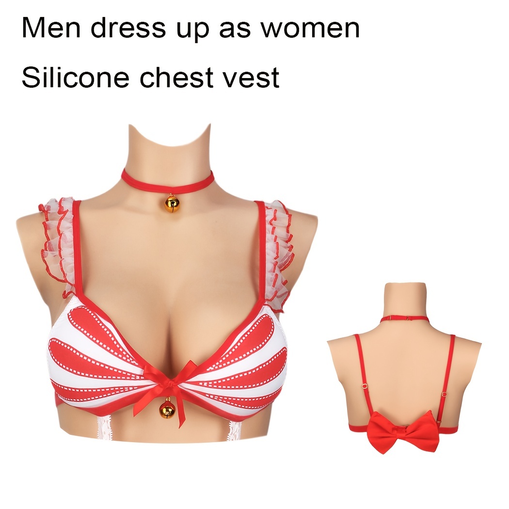 1pc Men's High Neck Silicone Breast Vest C/d/e/g Cup Filler Crossdresser  Transvestite Chest Enlargement False Breasts Sexy Silicon Underwear
