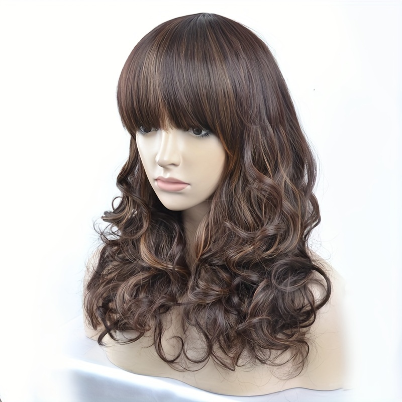 Fluffy Long Wave Wigs Side Bangs Women Heat Resistant Temu