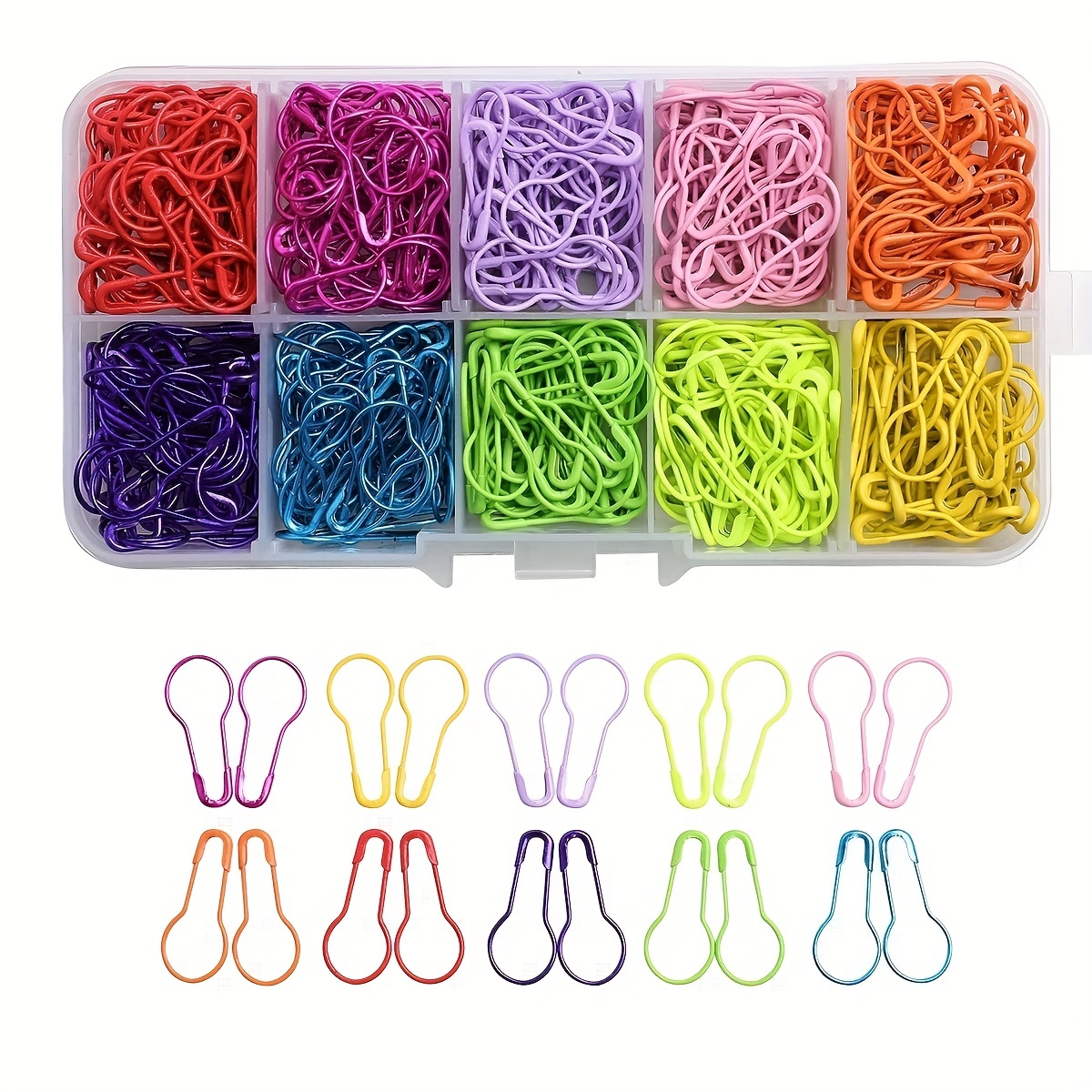Assorted Color Gourd Shape Safety Pins 0.8 Inches Metal Bulb Pins