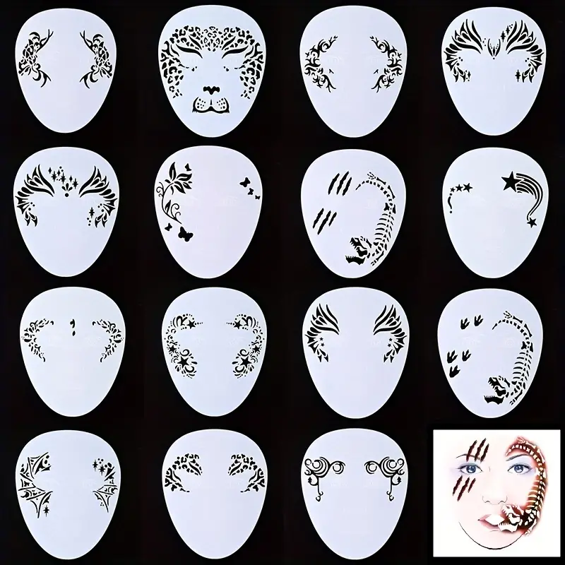 Face Paint Stencils Set Halloween Facial Painting Stencils - Temu