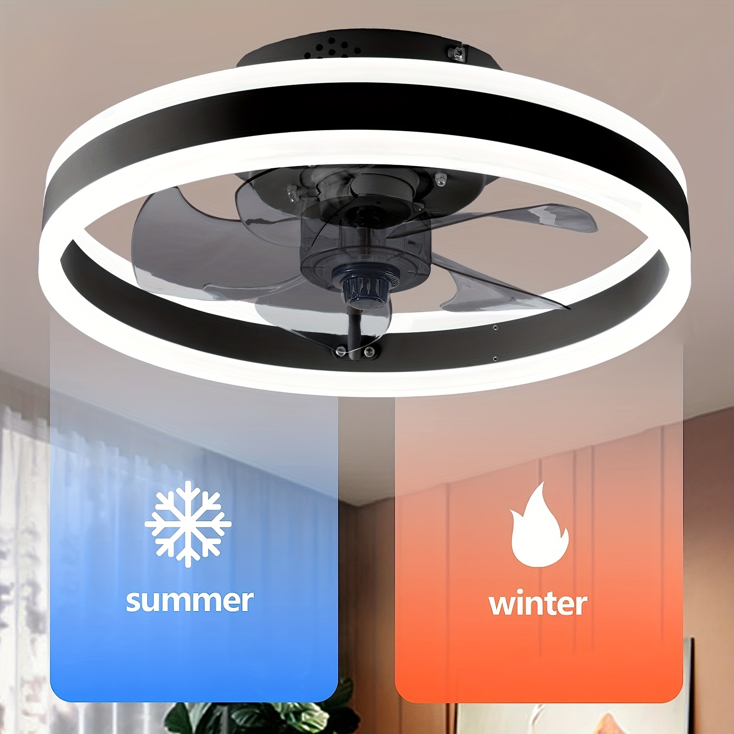 1pc ceiling fan with lights led adjustable silent ceiling fan with remote control 6 speed 60w reversible contemporary ceiling fan for bedroom study restaurant etc 19 7 15 7 black details 5
