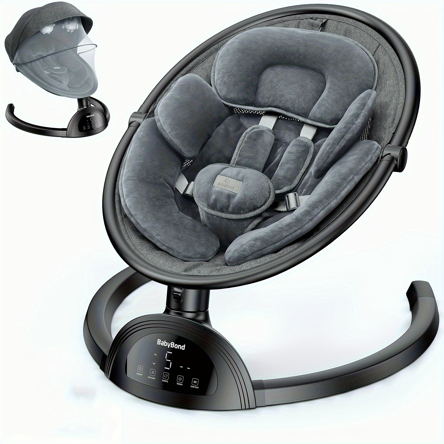  Columpio de bebé para bebés, mecedora eléctrica ajustable con  control remoto, respaldo ajustable 3 en 1, asiento de bebé
