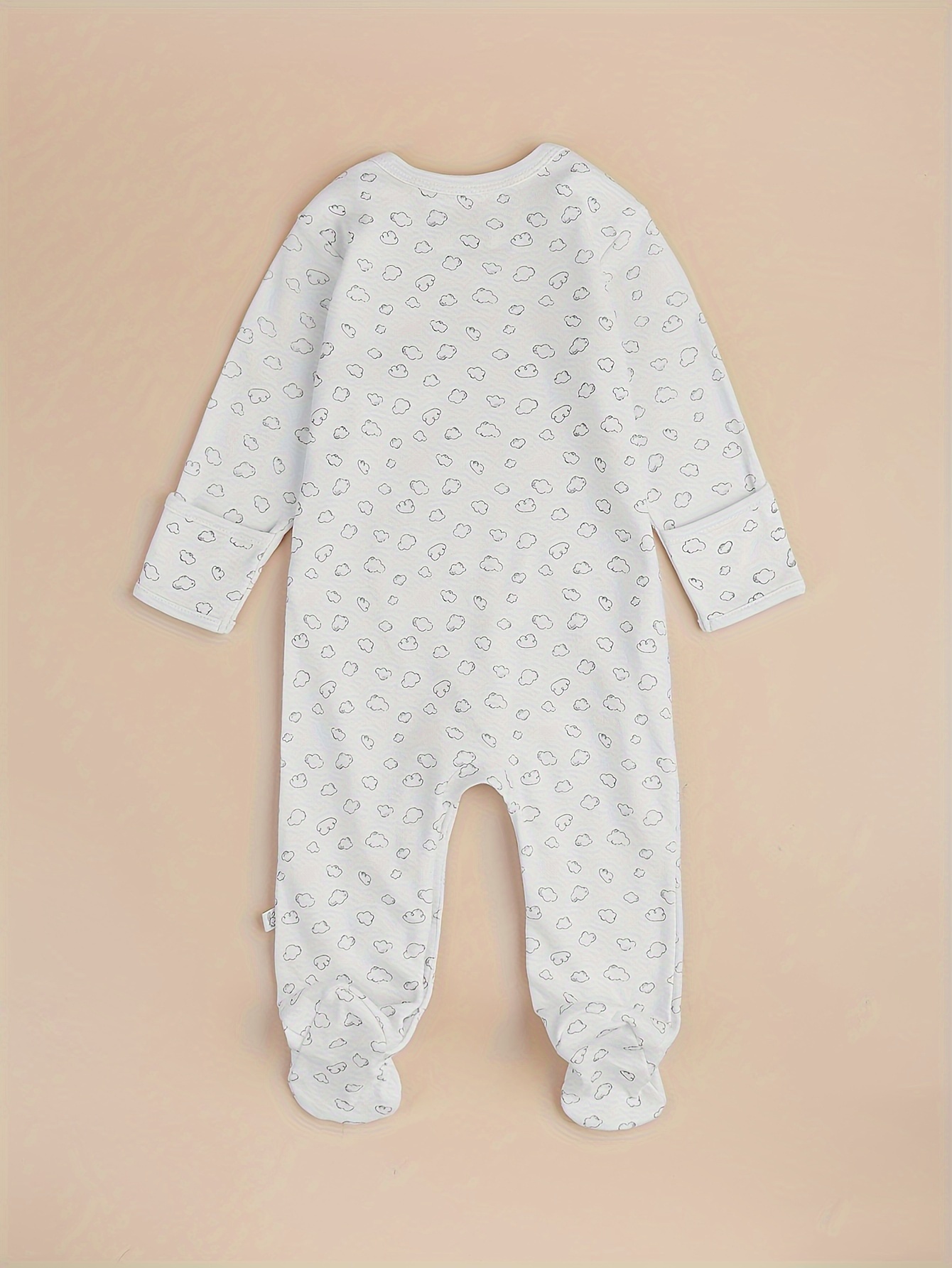 Boys Long Sleeve Button Back Onesie - White main image 0