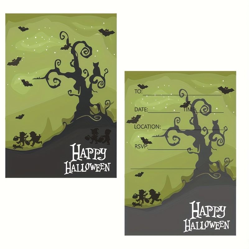 halloween party invitation cards haunted house   creative cartoon greetings for   birthday celebrations details 3