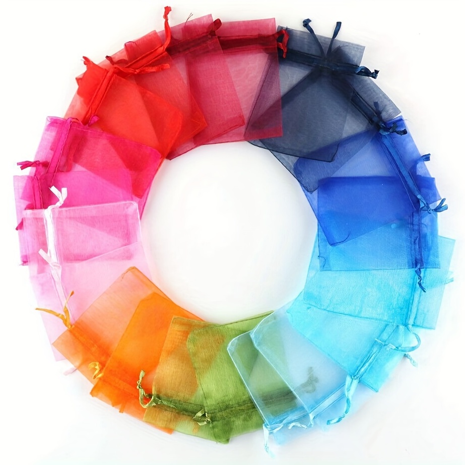 100pcs Random Solid Candy Bag Mesh Jewelry Storage Bags