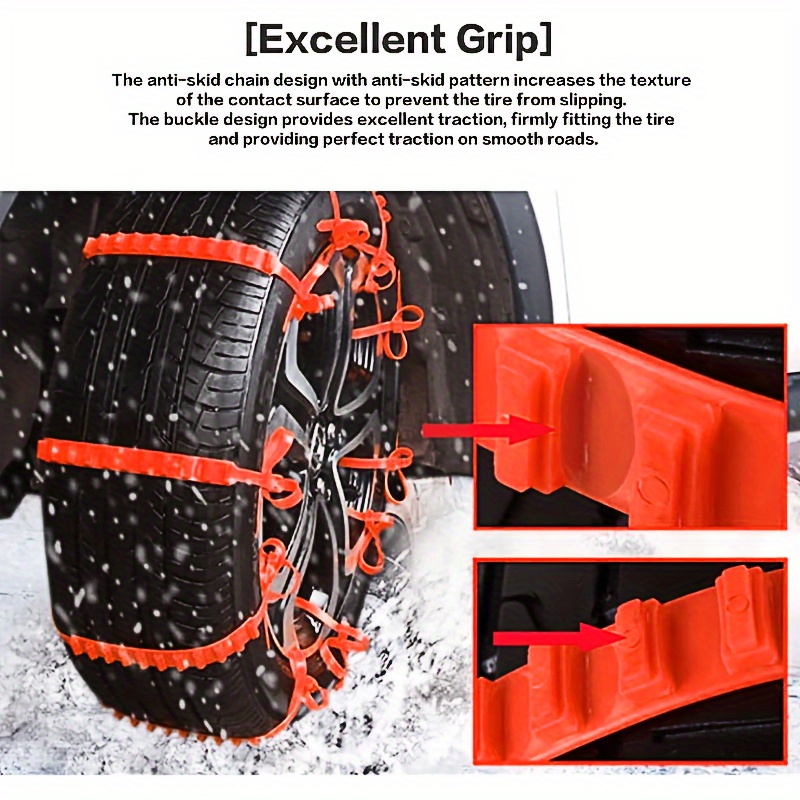 TWSOUL Schneeketten Anti-Rutsch-Kette für Autoreifen, (6-tlg), Geeignet für  Reifengrößen 165-265,Verschleißfestes TPU-Material