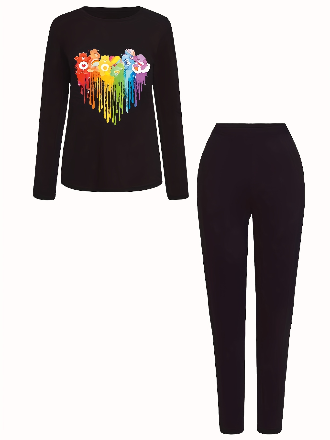 Bear Print Matching Set Long Sleeve T-shirt & Leggings