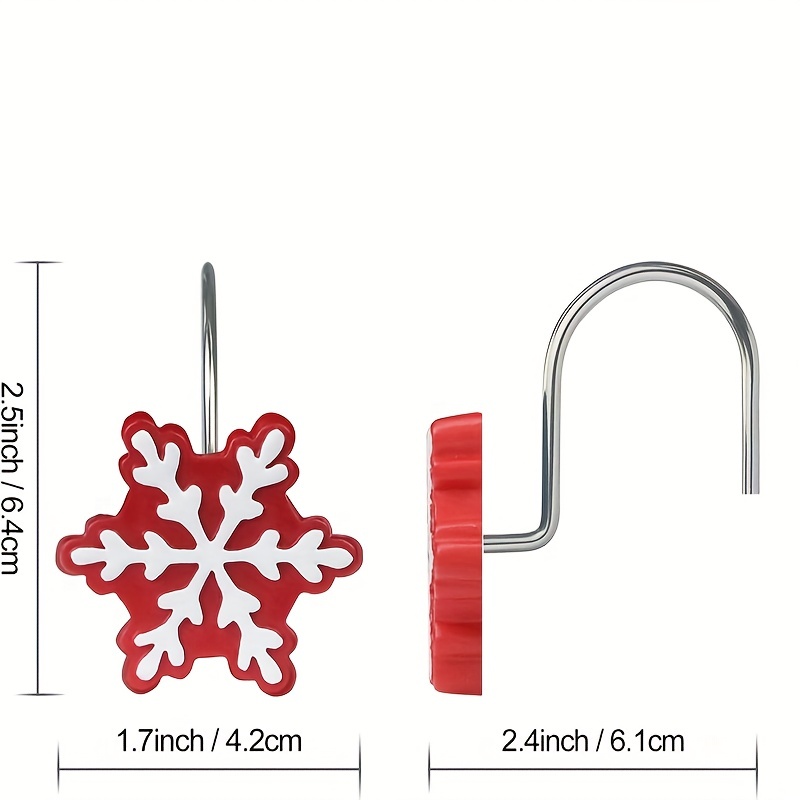 12pcs Snowflake Decorative Shower Curtain Hooks Rings Christmas